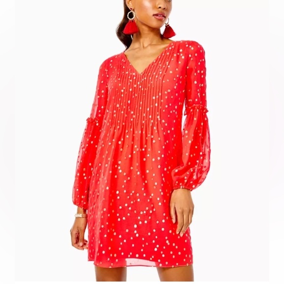 Lilly Pulitzer Dresses & Skirts - Lilly Pulitzer cleme silk red v-neck dress 26467